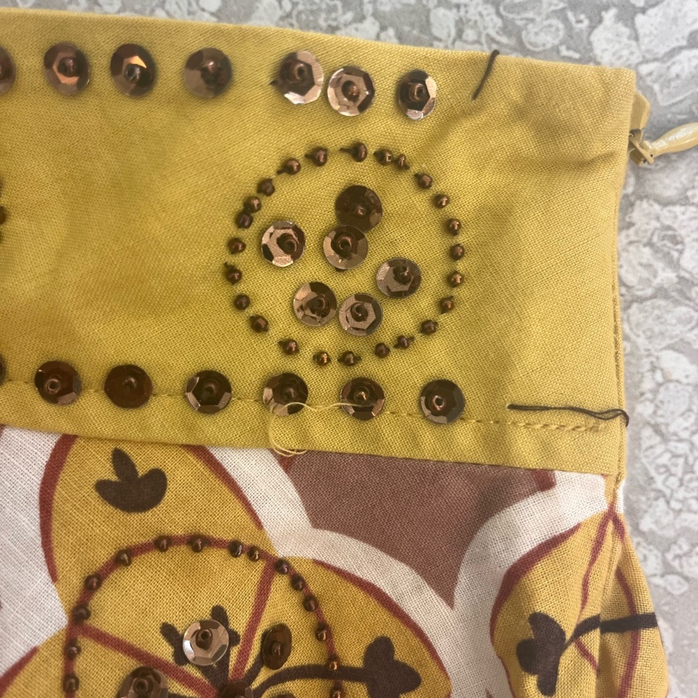 Anthropologie Beaded Bohemian Skirt in Brown and Yellow, size small - Picture 6 of 8